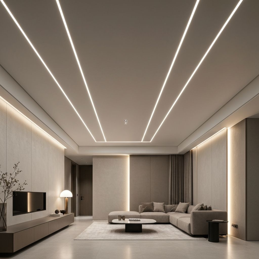 Гостиная с световыми линиями